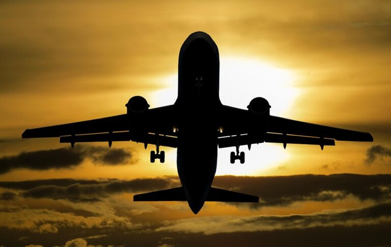 aircraft, sunset, silhouette, clouds, sky, dusk, nature, twilight, airplane, flight, flying, flying plane, transportation, passenger plane, backlighting, plane silhouette